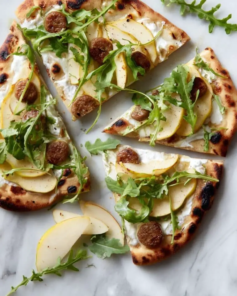 Grilled Sausage and Apple Pizza with Goat Cheese Recipe