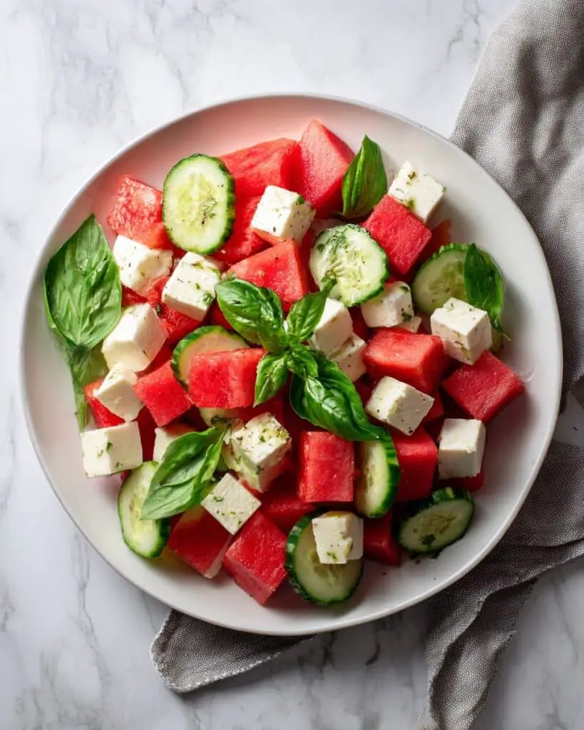 Watermelon Feta Basil Salad Recipe