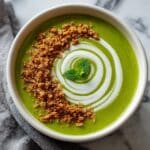 Sweet Pea and Mint Soup with Chickpea Crumble Recipe