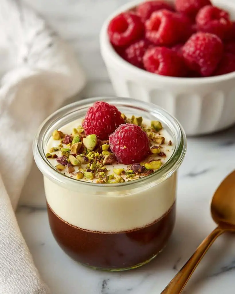 Cacao Blended Chia Pudding with Raspberries and Pistachios Recipe