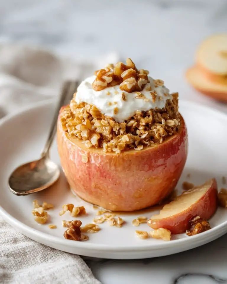 Baked Breakfast Apples with Oatmeal, Nuts, and Raisins Recipe