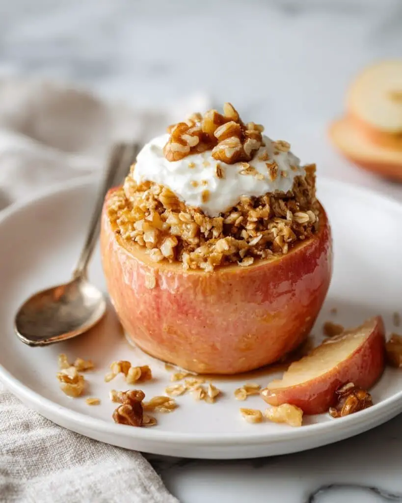 Baked Breakfast Apples with Oatmeal, Nuts, and Raisins Recipe