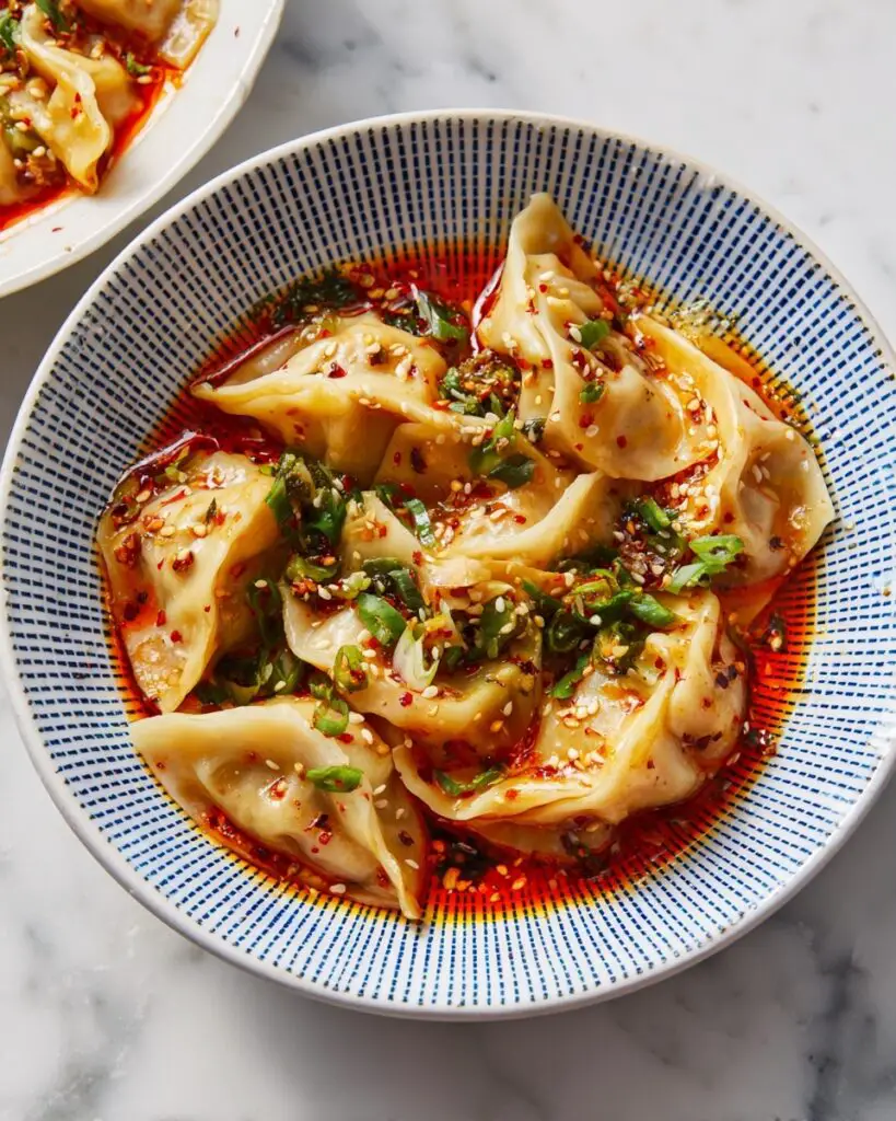 Chicken Wontons in Spicy Chili Sauce Recipe