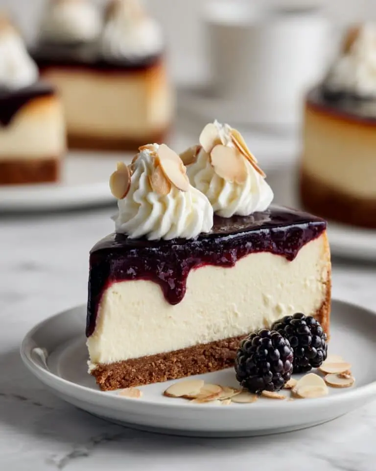 Blackberry Cheesecake with Almond Flour Crust and Almond Whipped Cream Recipe
