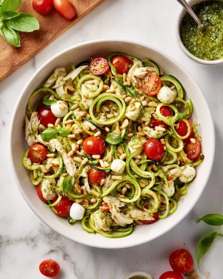 Pesto Zoodle Salad with Chicken Recipe