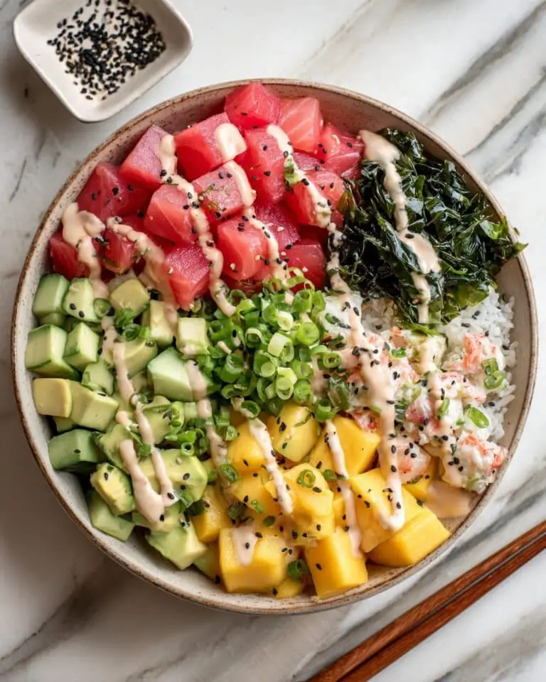 Poke Bowl with Tuna, Salmon, and Fresh Toppings Recipe