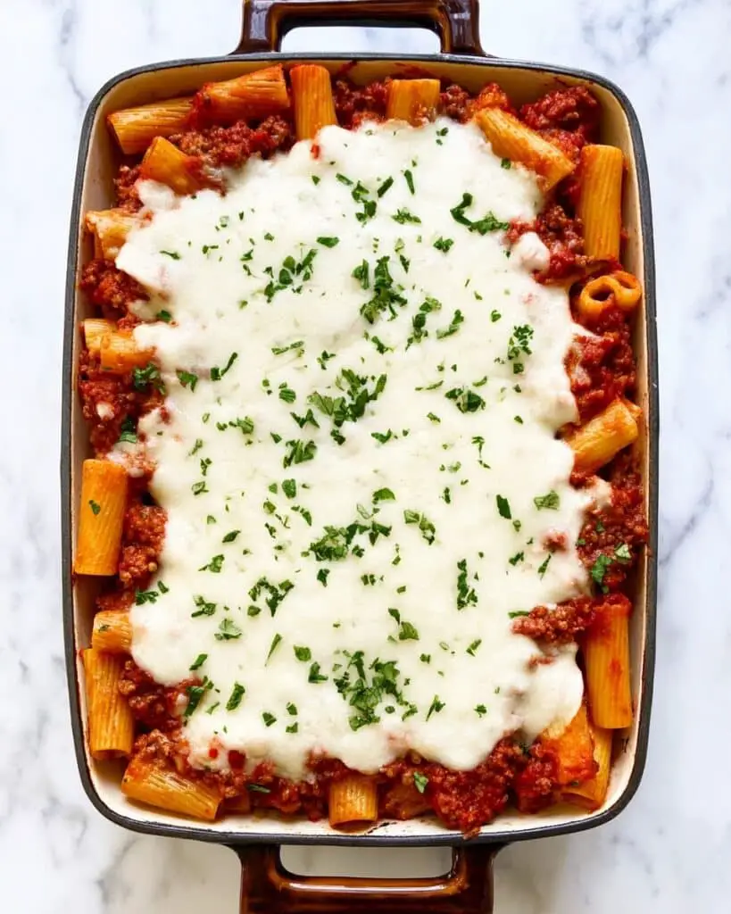 Baked Rigatoni with Italian Sausage and Ground Beef Recipe
