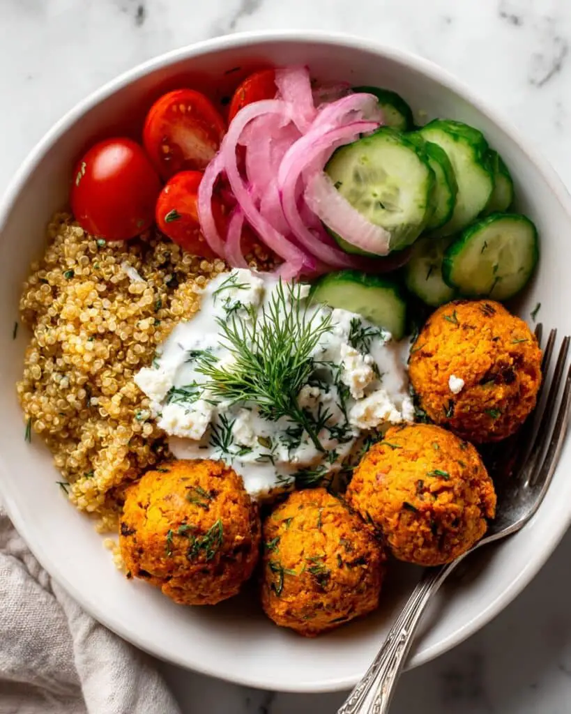 Mediterranean Grain Bowls with Feta Tzatziki Recipe