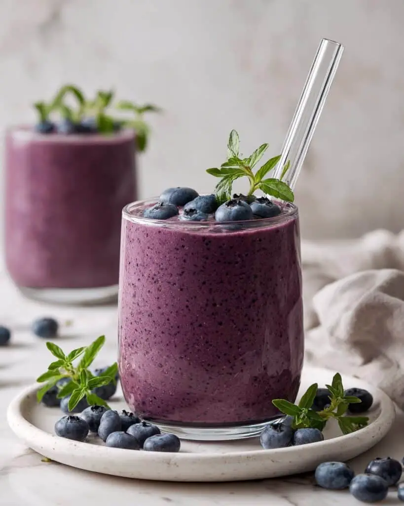 Creamy Blueberry Banana Smoothie with Flax Seeds Recipe