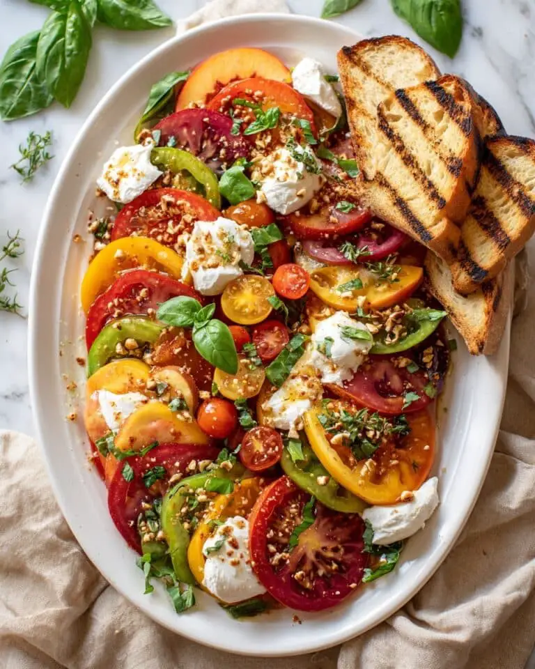 Peach Burrata Salad with Balsamic Vinaigrette and Pistachios Recipe