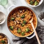 Tomato Orzo Skillet with White Beans and Broccoli Recipe