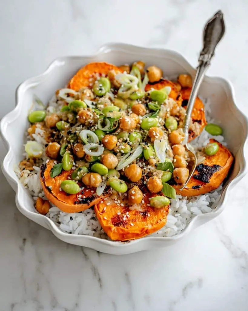 Teriyaki Edamame Stuffed Sweet Potatoes Recipe