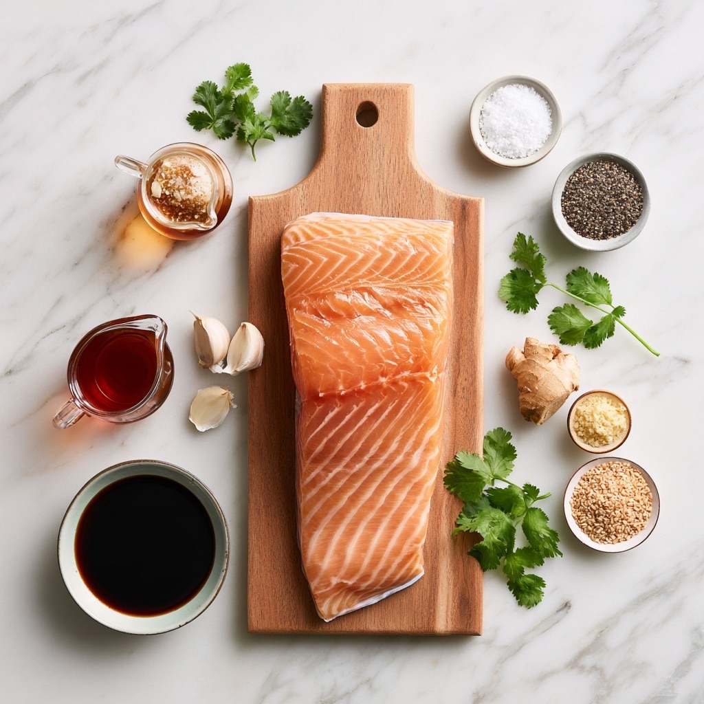 A silver pan holds three cooked salmon fillets arranged side by side. Each fillet is golden orange with a seared brown crust on top and small black pepper flakes scattered across the surface. The pan shows spots of brown seasoning and oil around the salmon, creating a shiny, lightly oily texture. The background is a white marbled surface. photo taken with an iphone --ar 4:5 --v 7