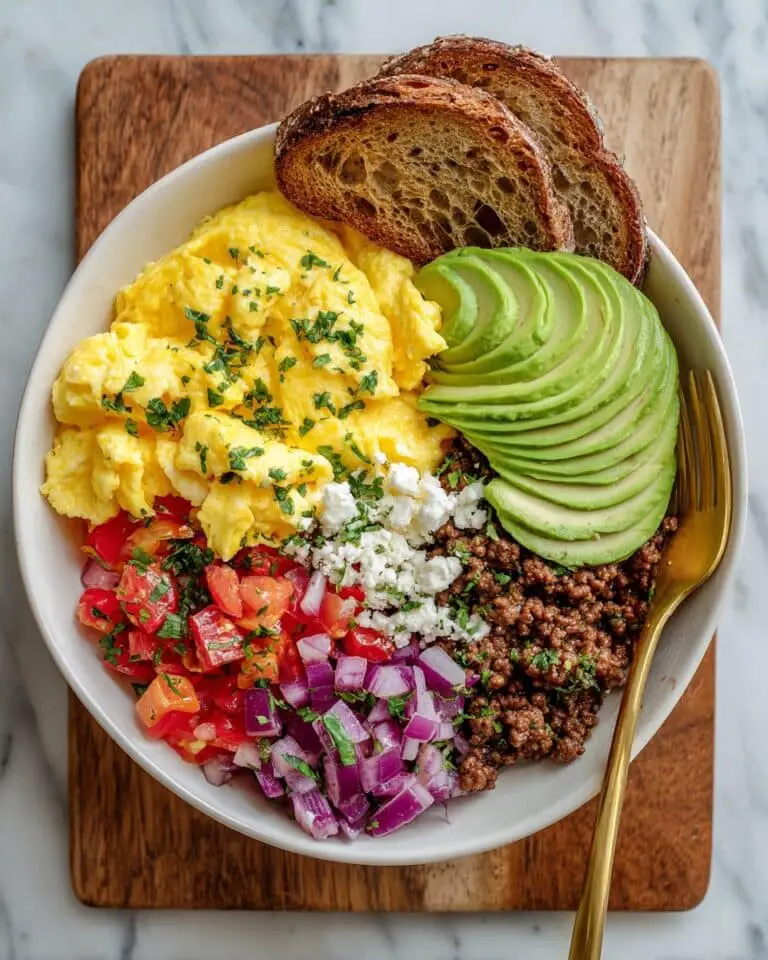 Spicy Turkey Sausage Breakfast Bowls with Eggs, Avocado, and Feta Recipe