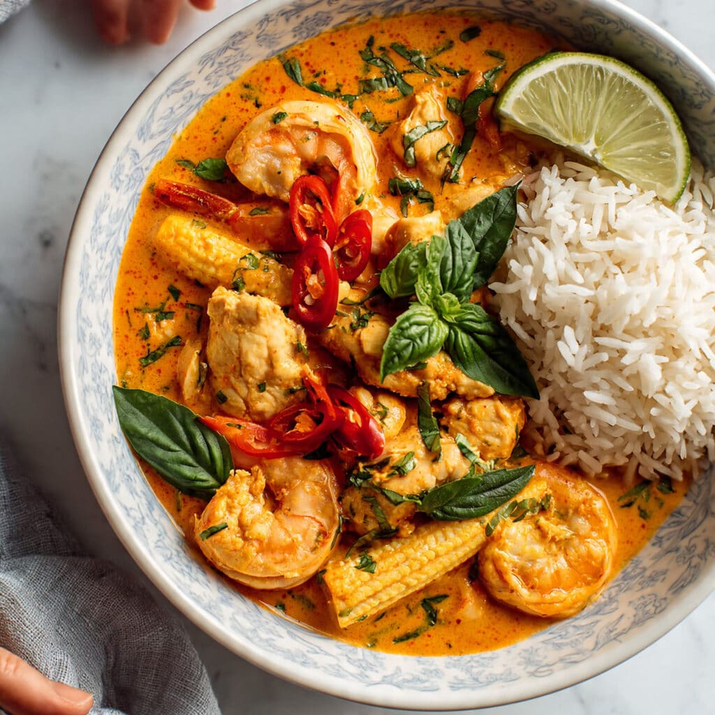 Thai Red Curry with Chicken and Prawns Recipe