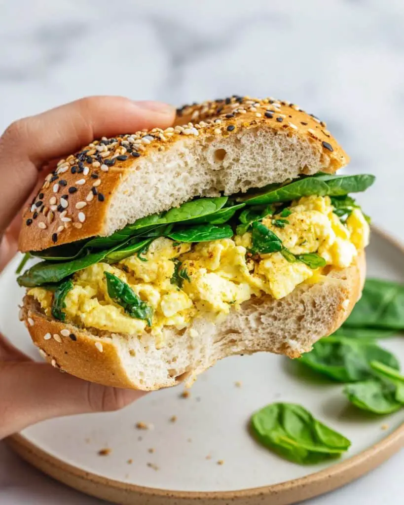 Cheesy Egg Bagel Breakfast Sandwich Recipe