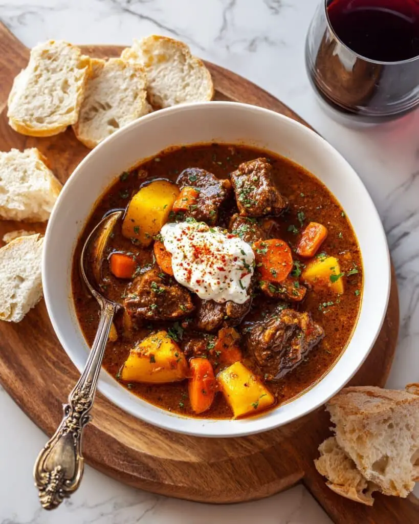 Hearty Goulash Soup with Tender Beef and Vegetables Recipe