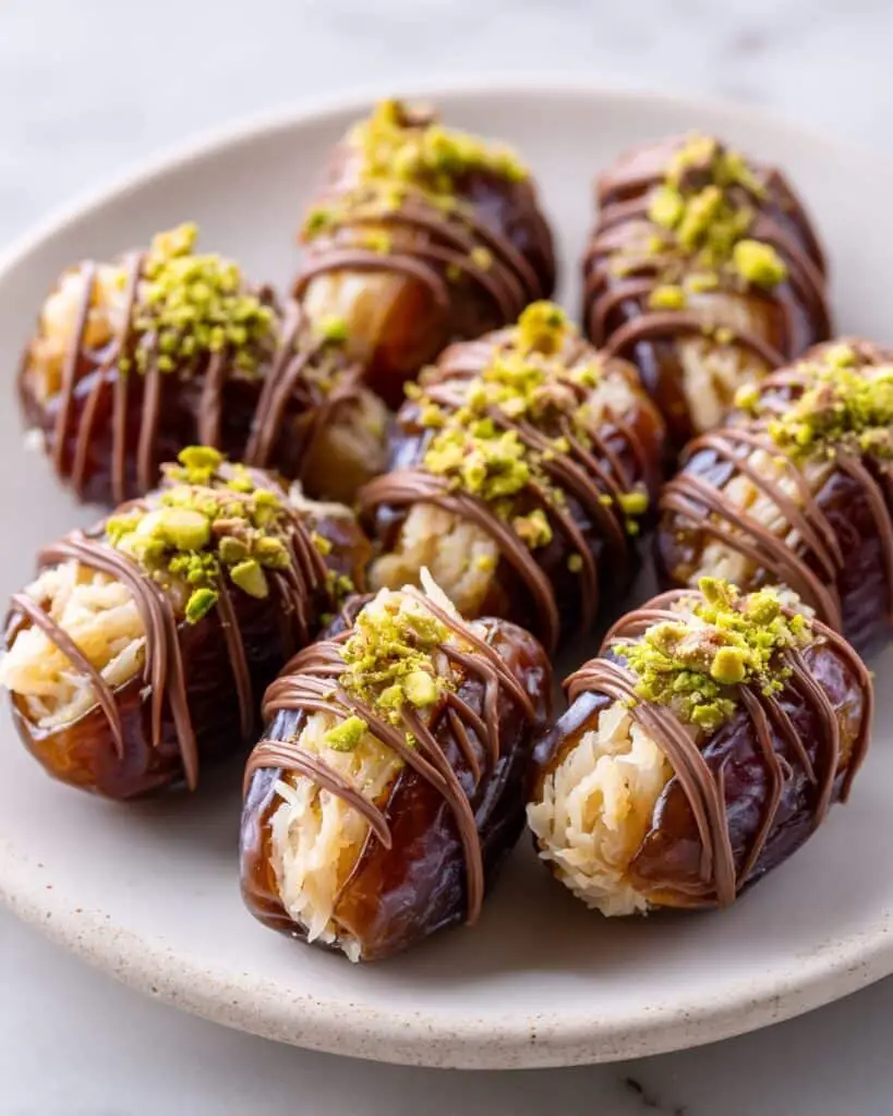 Chocolate Dates with Pistachio-Kataifi Filling and Drizzle Recipe