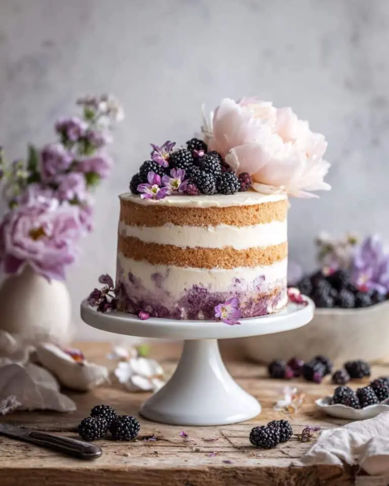 Blackberry Lavender Naked Cake with White Chocolate Buttercream Recipe