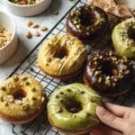 Mochi Donuts (Pon de Ring) with Matcha, Yellow, and Chocolate Glazes Recipe