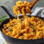 One Pan Cheesy Smoked Sausage Pasta Skillet Recipe
