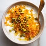 Frozen Peach Shaved with Mascarpone, Honey, and Pistachios Recipe