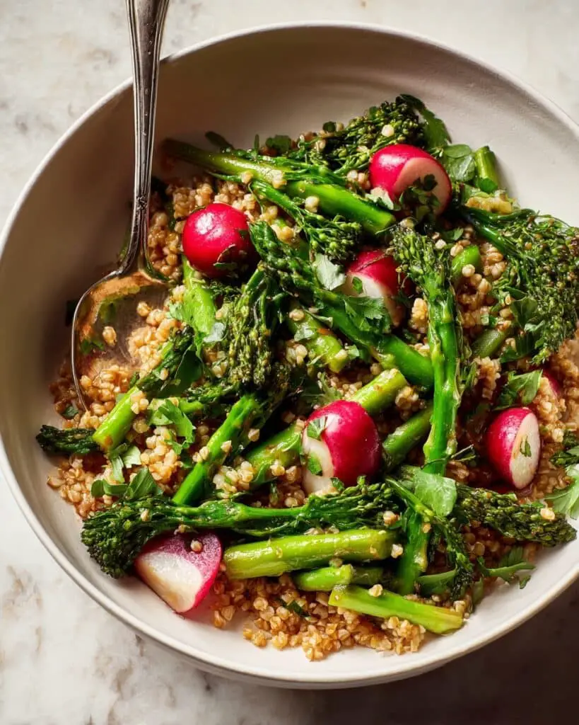 Spring Farro Salad with Roasted Vegetables and Fresh Herbs Recipe