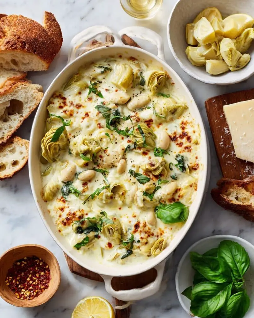 Spinach Artichoke White Bean Skillet Recipe