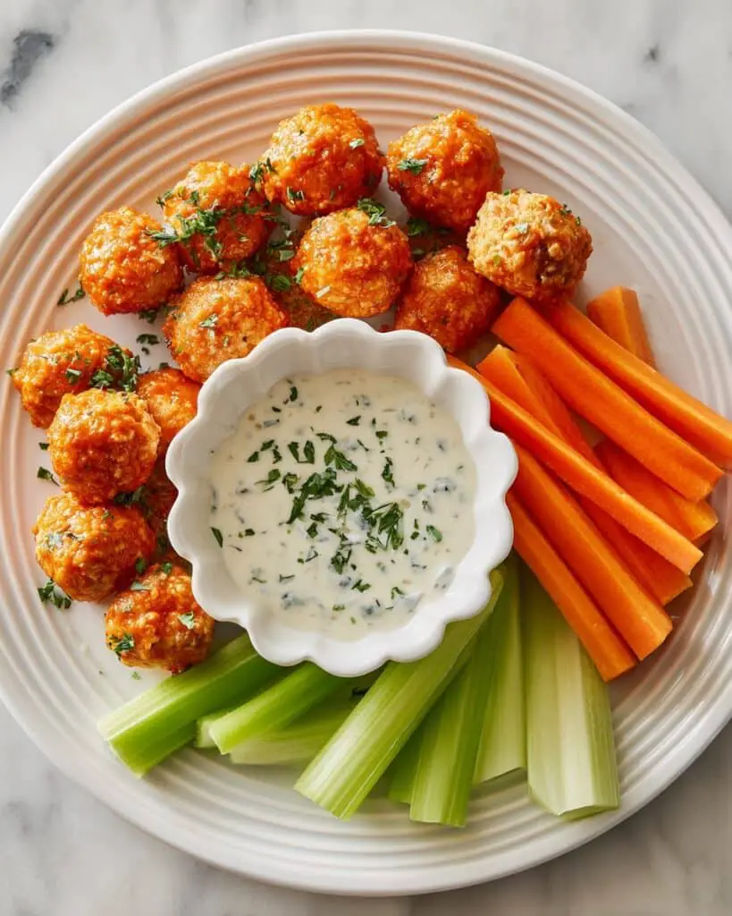 Buffalo Chicken Meatballs with Blue Cheese Dip Recipe