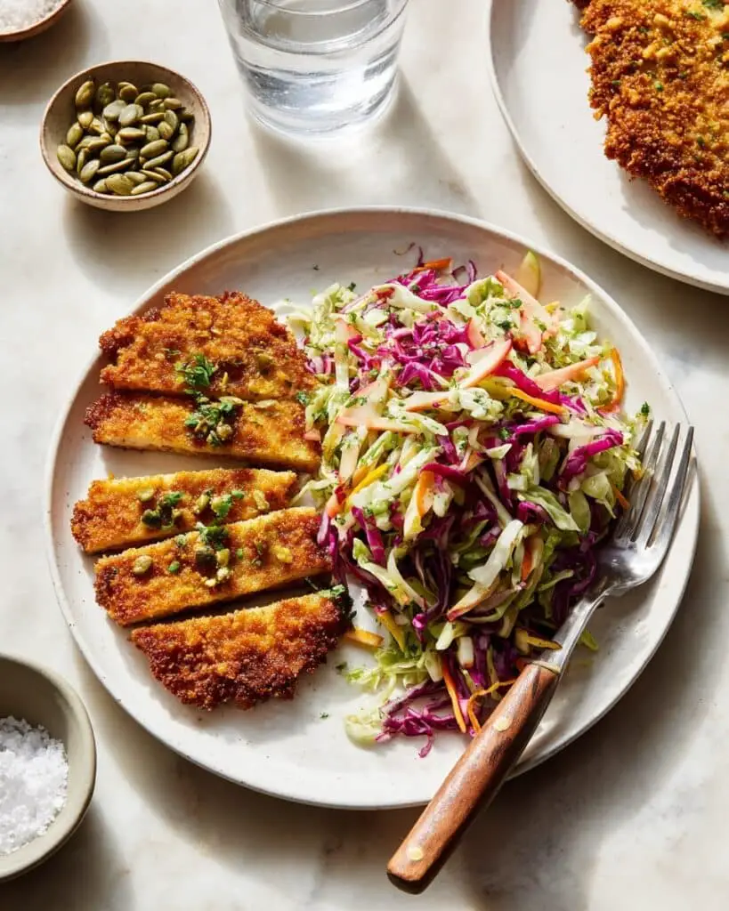 Crispy Chicken Cutlets with Apple Slaw Recipe