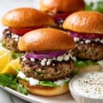Greek Turkey Burgers with Feta, Spinach, and Tzatziki Recipe