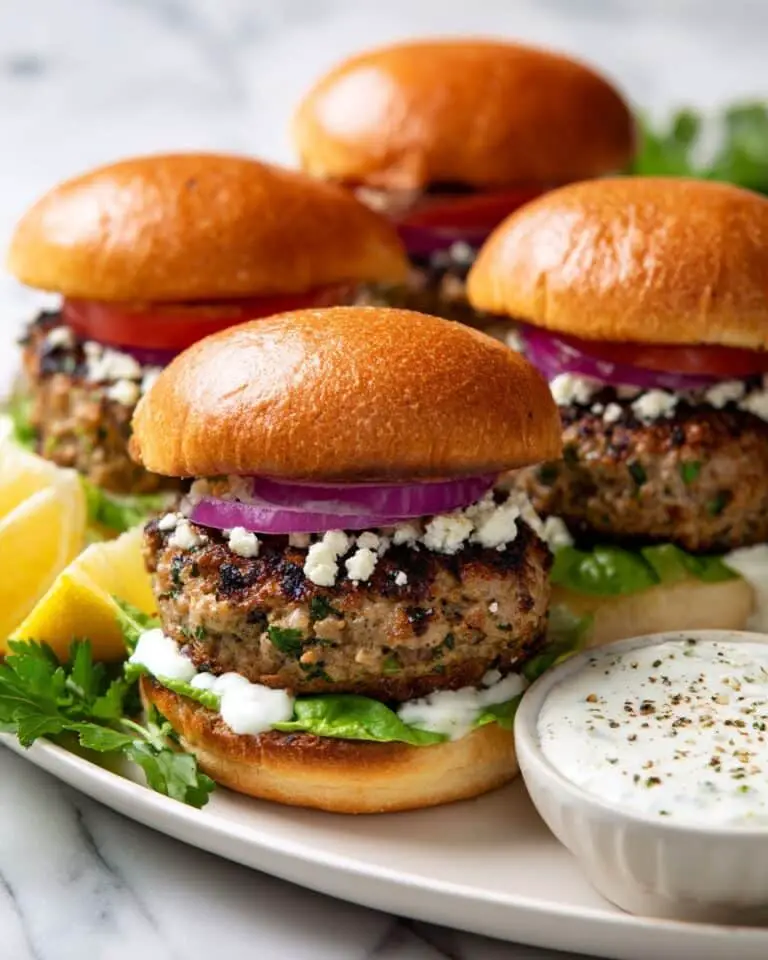 Greek Turkey Burgers with Feta, Spinach, and Tzatziki Recipe