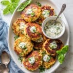 Vegetable Chickpea Fritters with Lemon Herb Yogurt Sauce Recipe