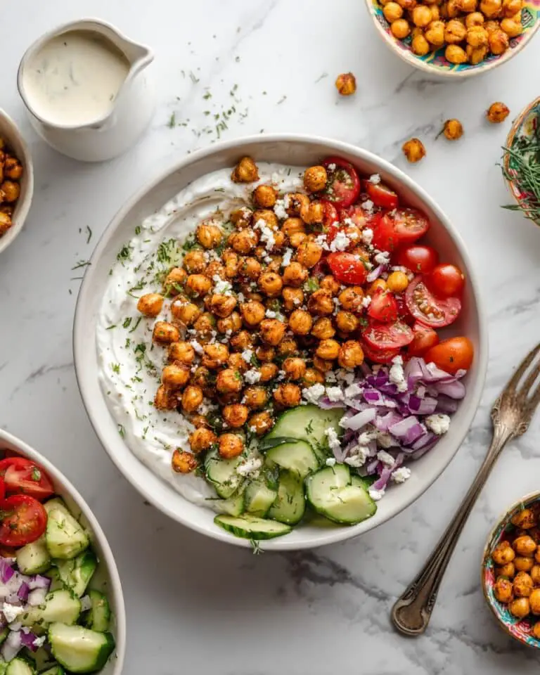 Cottage Cheese Salad with Roasted Chickpeas, Fresh Vegetables, and Feta Recipe