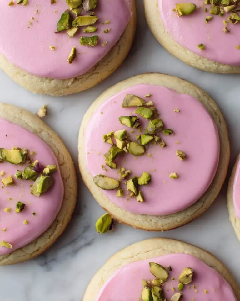 Pistachio Shortbread Cookies with Raspberry Glaze Recipe