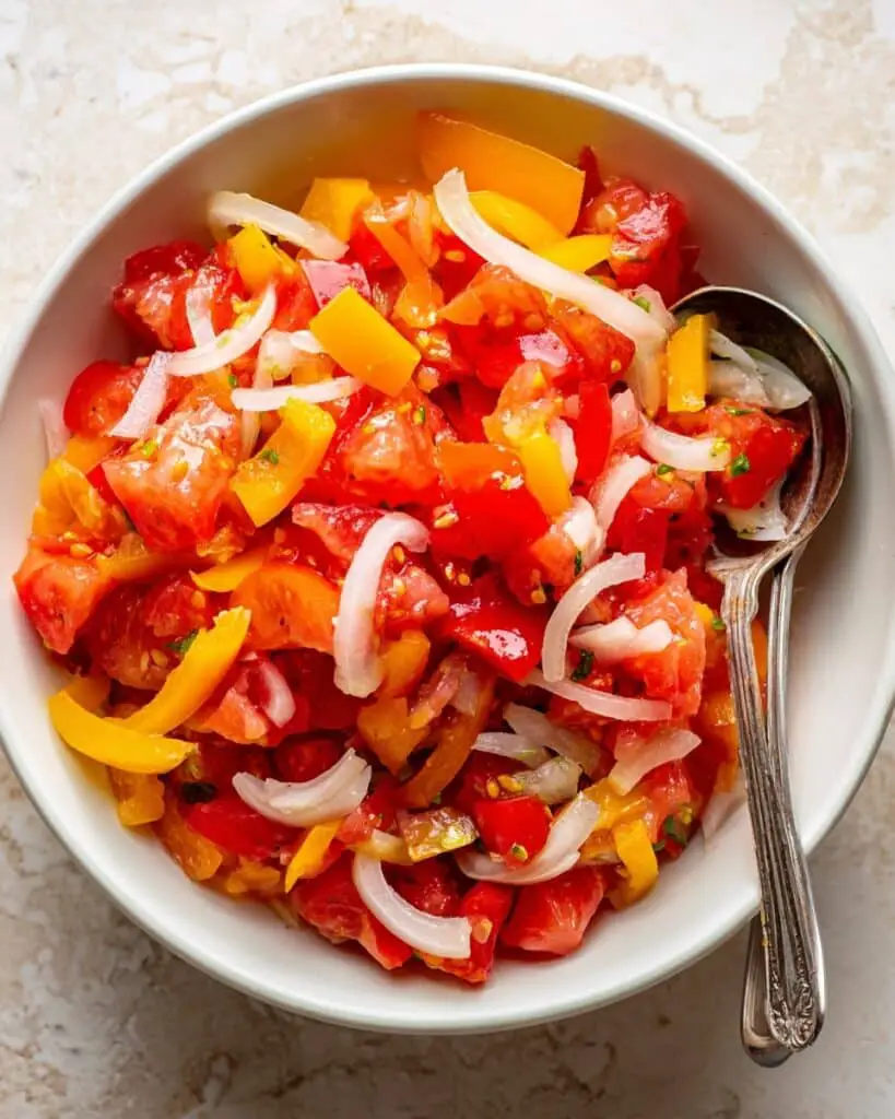 Tomato and Onion Salad with Peppers Recipe