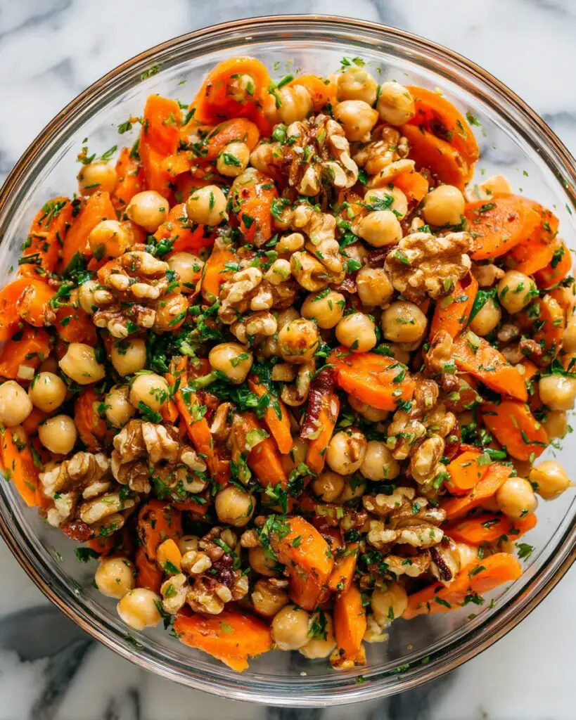 Roasted Carrot Salad with Chickpeas, Walnuts, Feta, and Fresh Herbs Recipe