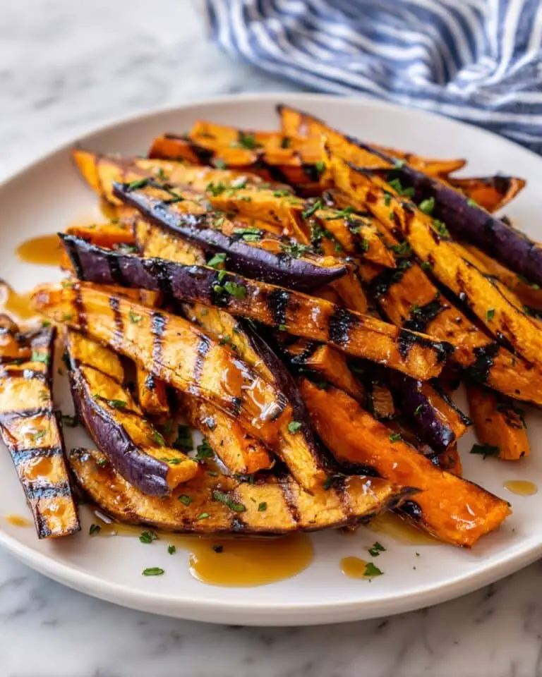 Grilled Sweet Potato Wedges with Hot Honey Drizzle Recipe