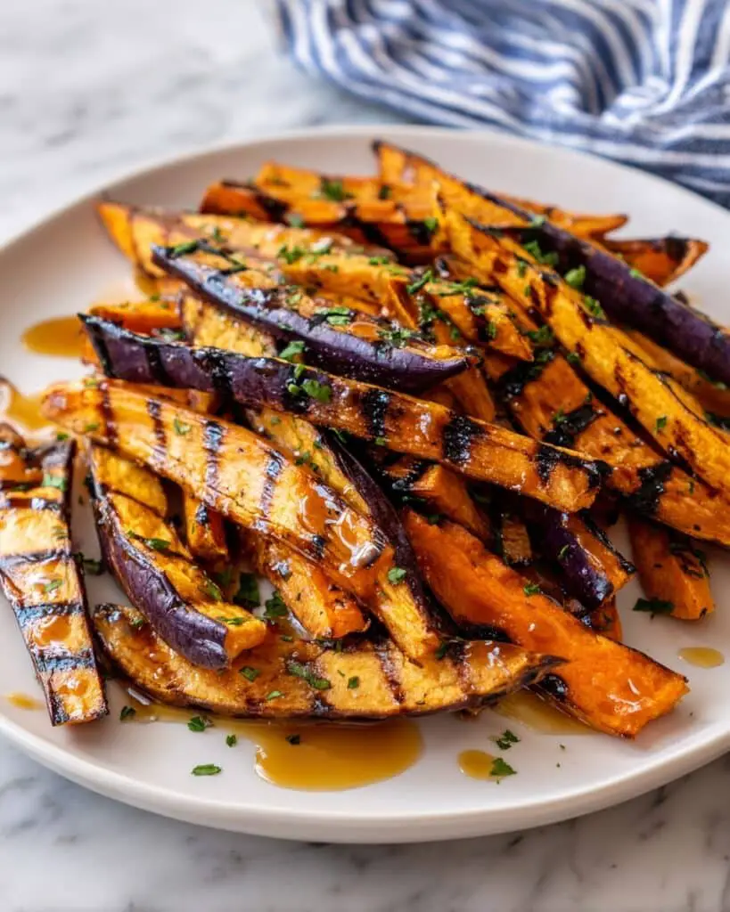 Grilled Sweet Potato Wedges with Hot Honey Drizzle Recipe