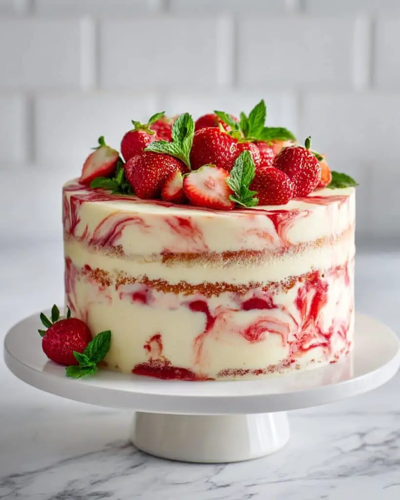 Strawberry and Vanilla Layer Cake with Strawberry Jam Frosting Recipe