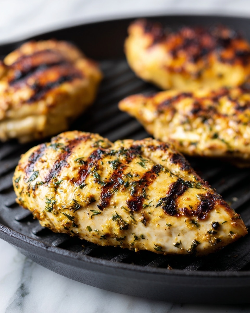 Two grilled chicken pieces with dark grill marks sit in the center of a white round plate, showing a slightly glossy and textured orange-brown surface from spices. Around the chicken are three bright green lime wedges placed near the edges on the plate. A small bunch of fresh cilantro with green leaves and thin stems is positioned near the bottom right side of the chicken. The plate is on top of a white cloth on a white marbled surface. In the background, there is a white round bowl with white cooked rice and a small round wooden bowl with white granulated salt visible. photo taken with an iphone --ar 4:5 --v 7