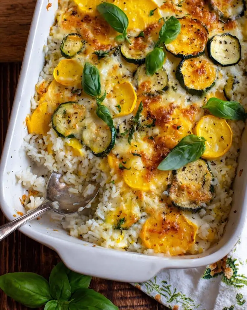 Cheesy Zucchini Chicken and Rice Bake Recipe