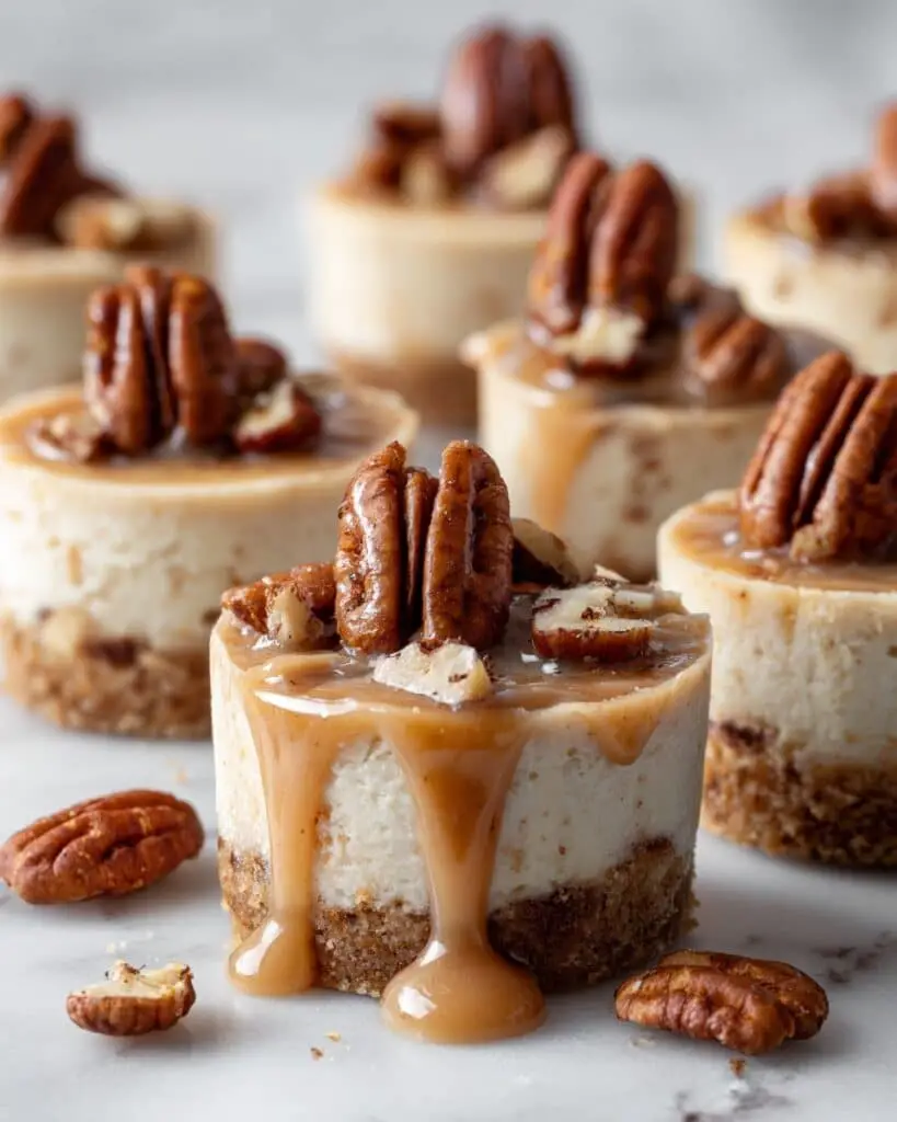 Keto Cheesecake Bites with Caramel Pecan Sauce Recipe