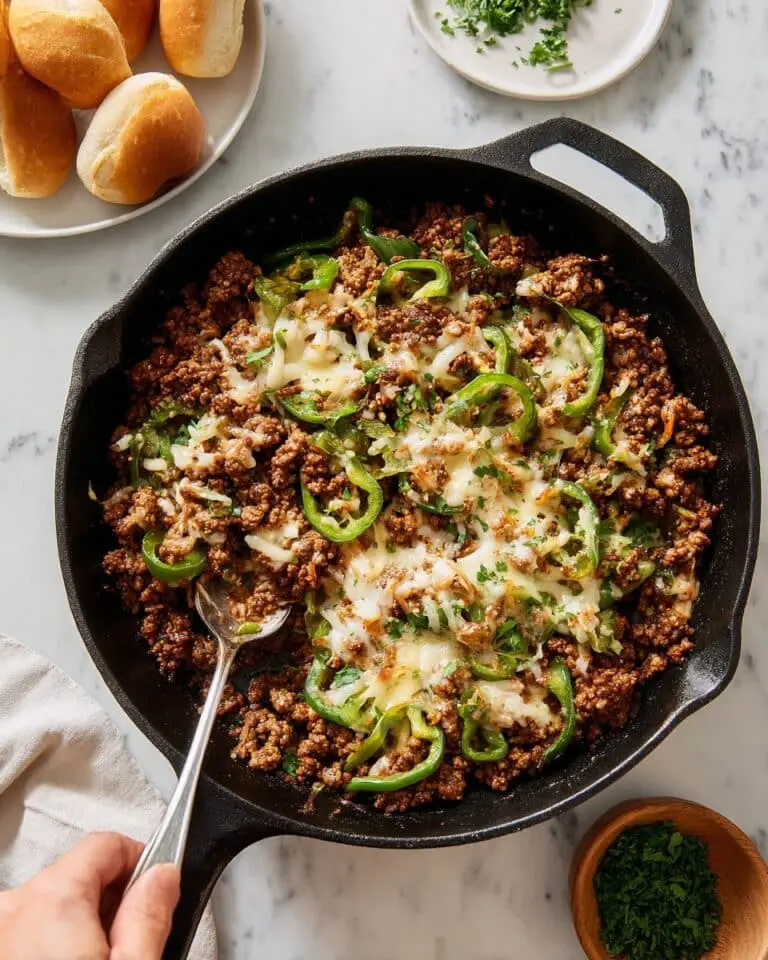 Extra Veggie Ground Beef Philly Skillet Recipe