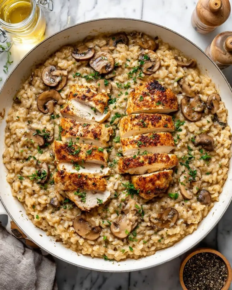 Chicken Mushroom Risotto with Lemon and Truffle Oil Recipe