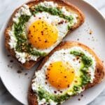 Pesto Eggs with Goat Cheese on Sourdough Toast Recipe