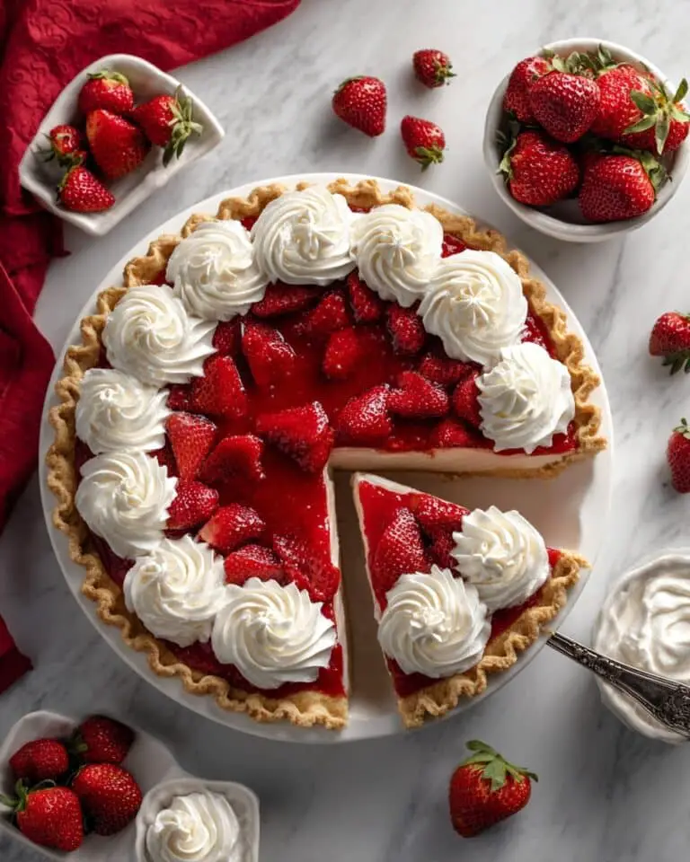 Fresh Strawberry Rhubarb Pie with Whipped Cream Recipe
