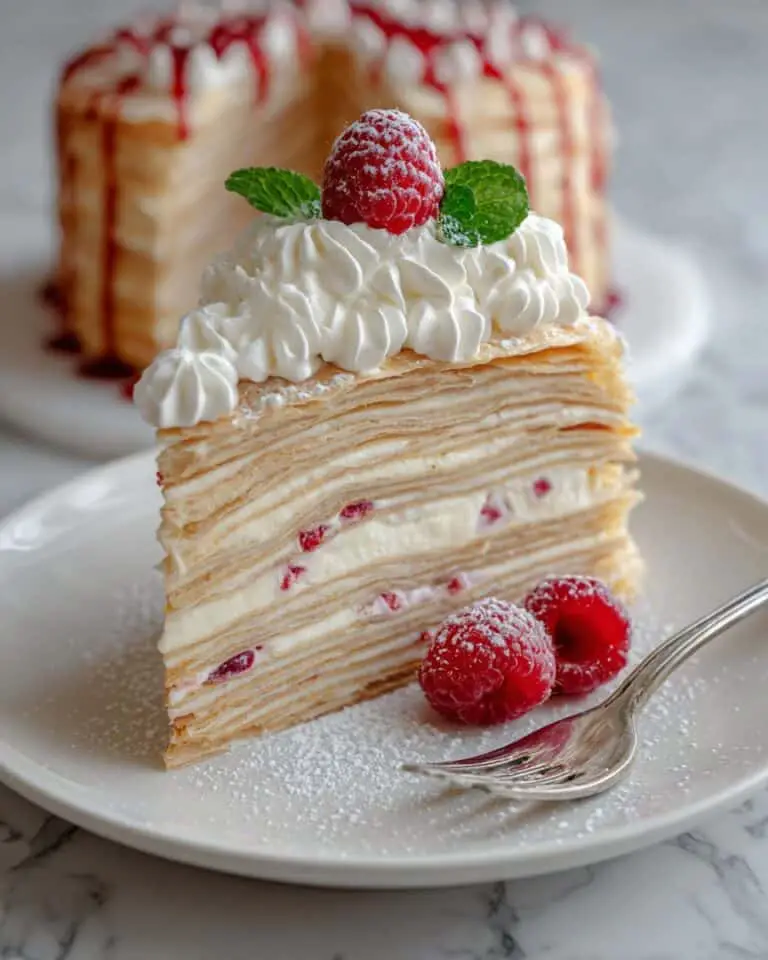Mille Crepe Cake with Raspberry Cream Filling Recipe