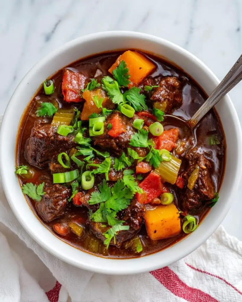 Meaty Chili with Stew Meat and Chocolaty Twist Recipe