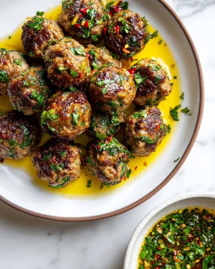 Lamb Meatballs with Mint Chimichurri Recipe
